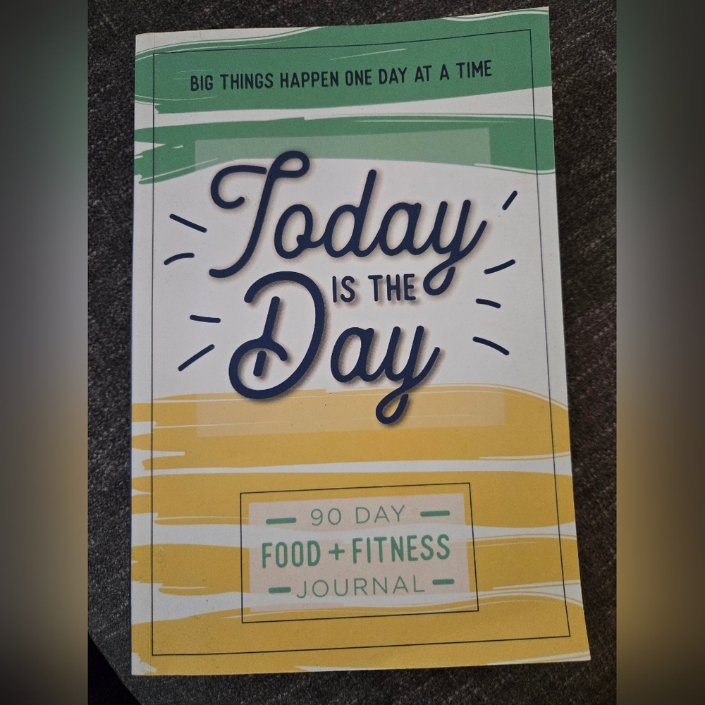 "Today is the Day" 90-Day Food + Fitness Journal in Navy, Yellow, Green